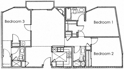 3 Bed 3 Bath Floor Plan at Ashton Towers, California